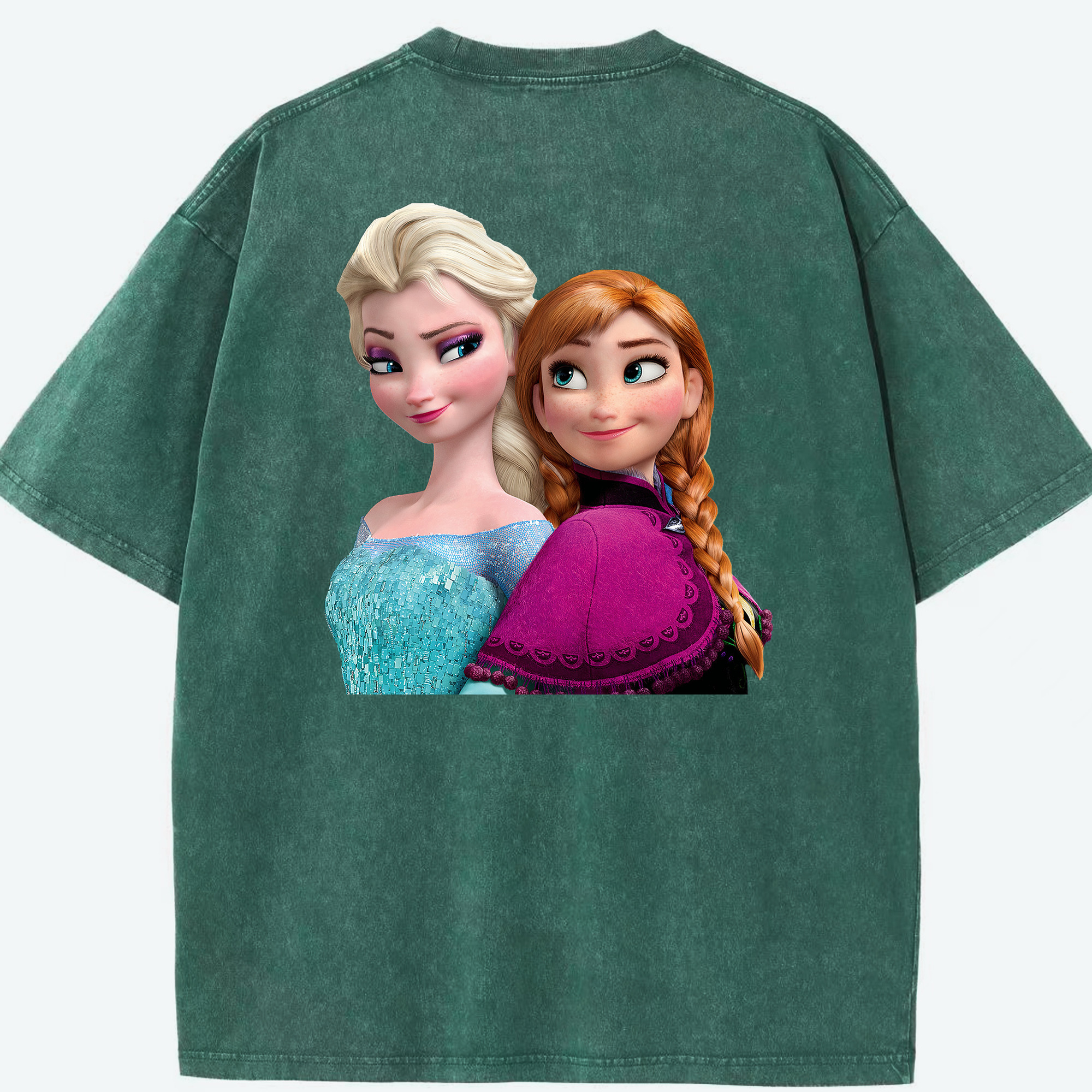 （画像用） アナと雪の女王 アンナ エルサ Frozen Anna Elsa 綿100% ヴィンテージ風 半袖Tシャツ（背面プリント）